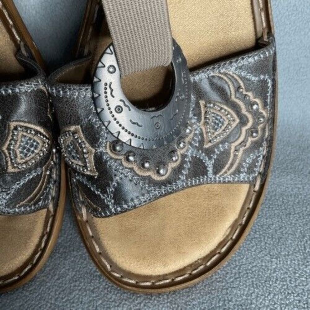 Rieker Regina Slip On Sandals Women Size 41/US9.5 Gray Metal‎ Embellishments - Picture 9 of 13